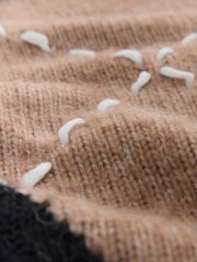 Nothing Ordinary Camel/Black Knitted Argyle Scarf Jumper - Image 10 of 12