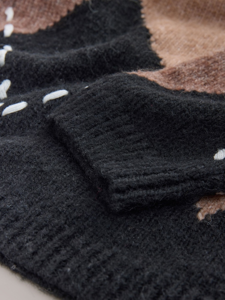 Nothing Ordinary Camel/Black Knitted Argyle Scarf Jumper - Image 12 of 12