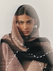 Nothing Ordinary Camel/Black Knitted Argyle Scarf Jumper - Image 6 of 12