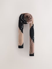 Nothing Ordinary Camel/Black Knitted Argyle Scarf Jumper - Image 9 of 12