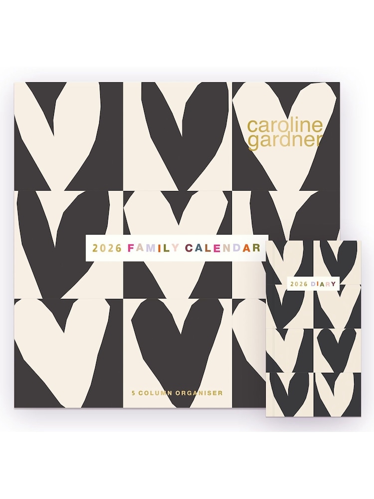Caroline Gardner 2026 Hearts Family Organiser Calendar & Slim Diary Set - Image 1 of 6