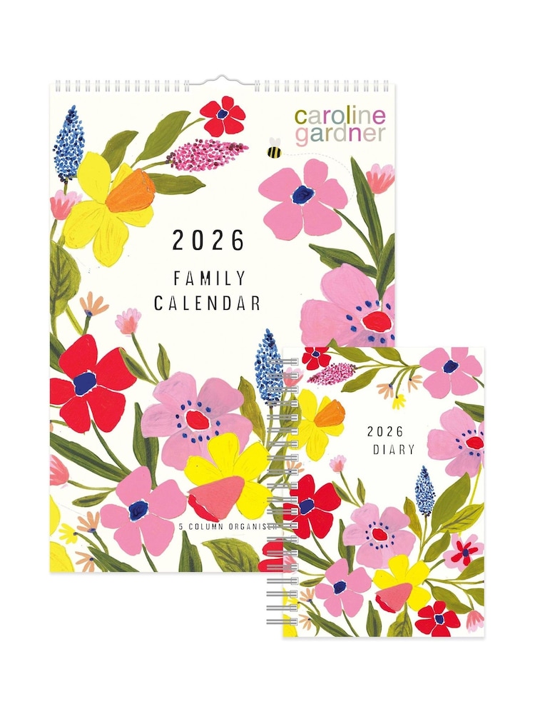 Caroline Gardner 2026 Posie A3 Family Organiser Calendar & A5 Diary Set - Image 1 of 6 Caroline Gardner 2026 Posie A3 Family Organiser Calendar & A5 Diary Set - Image 1 of 6