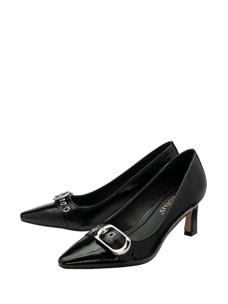 أسود - Lotus Heeled Pump Court Shoes - صورة 2 من 4