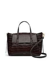 Radley Medium The Chancery Faux Croc Flapover Grab Brown Bag - Image 1 of 4