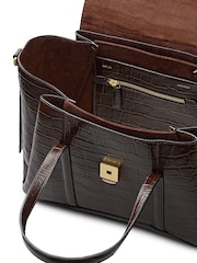 Radley Medium The Chancery Faux Croc Flapover Grab Brown Bag - Image 3 of 4