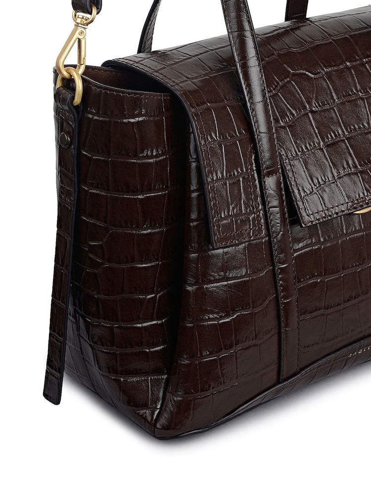 Radley Medium The Chancery Faux Croc Flapover Grab Brown Bag - Image 4 of 4
