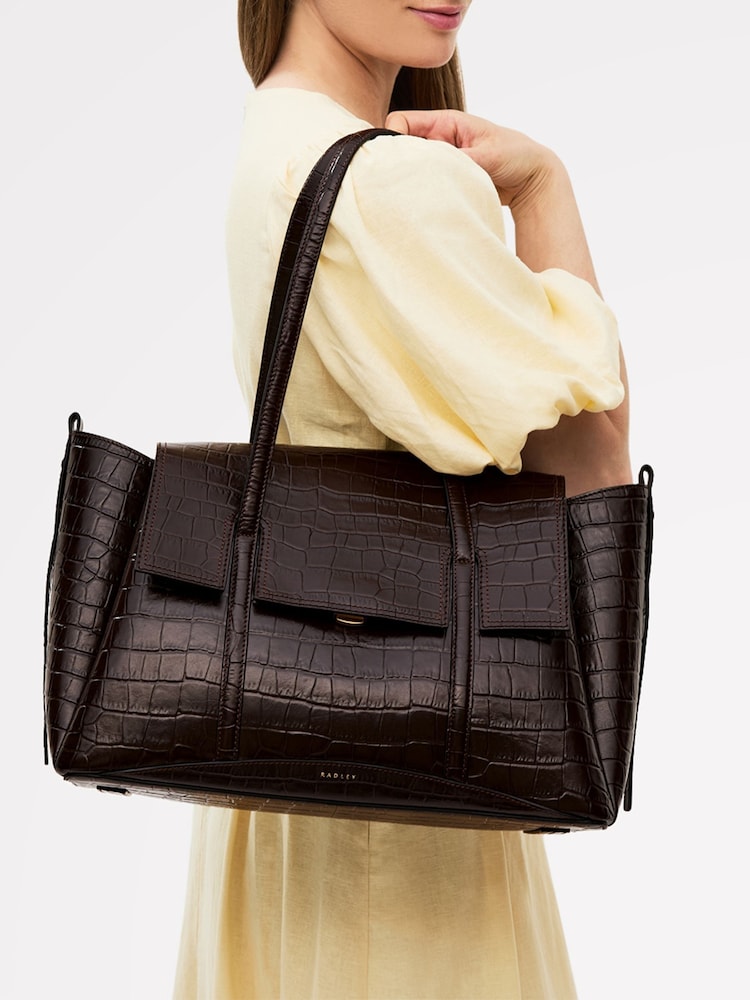 Brūna mākslīgā krokodila - Radley The Chancery liela plecu soma - Attēls 5 no 5