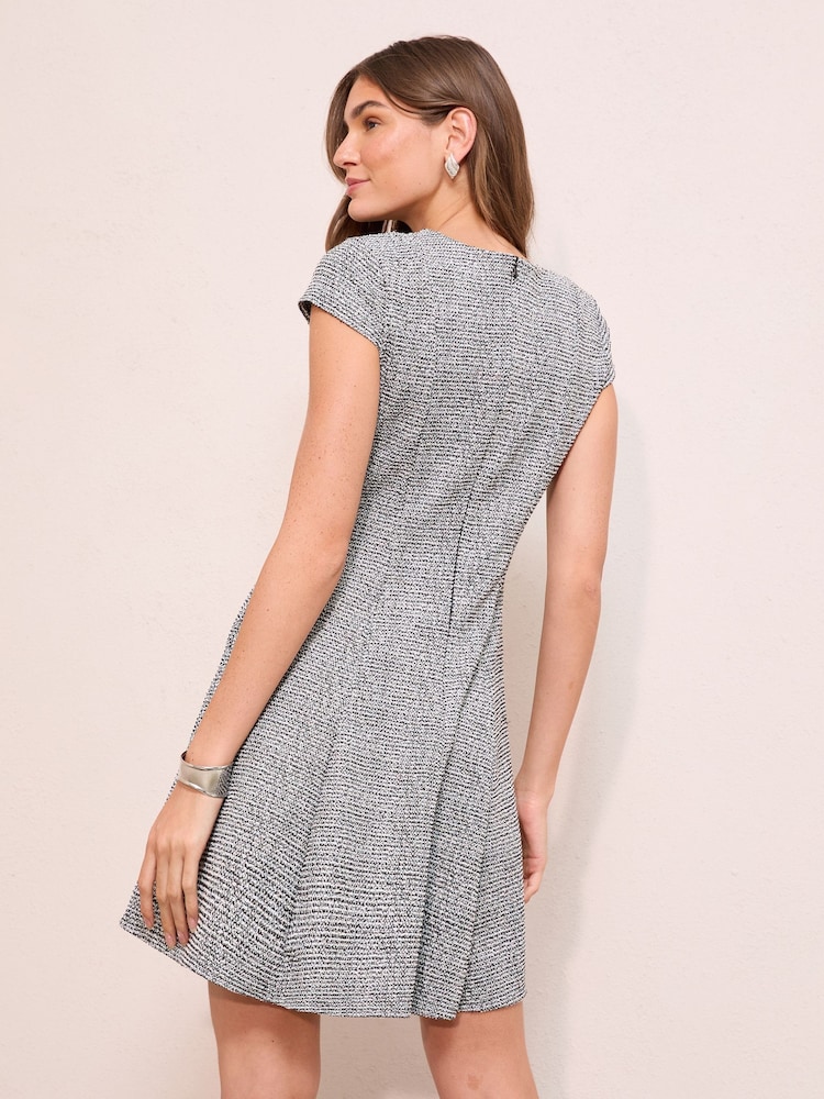 Friends Like These Black/White Boucle Seam Detail Mini Dress - Image 5 of 5