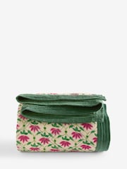 Nina Campbell Green Washed Velvet Quilted Bedspread - Image 1 of 1