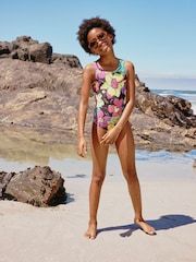 Black Tropical Cutout Swimsuit (3-16yrs) - Image 2 of 9