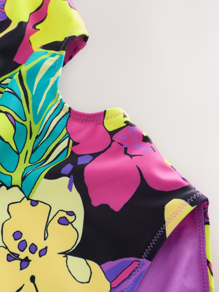 Black Tropical Cutout Swimsuit (3-16yrs) - Image 9 of 9