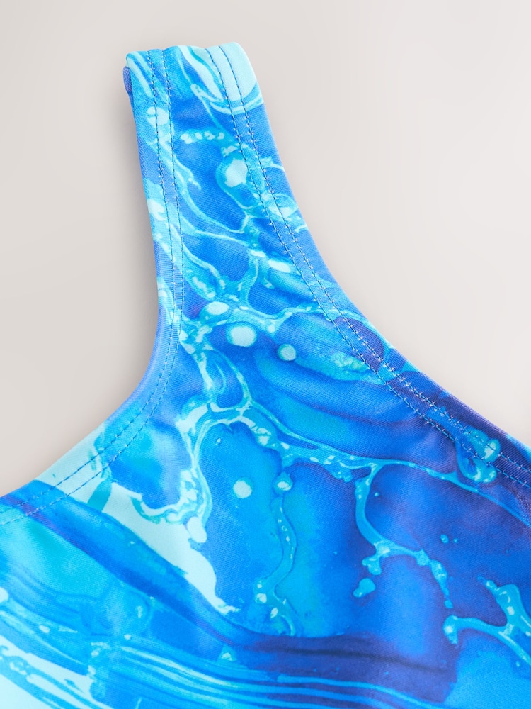 Blue Scoop Neck Swimsuit (3-16yrs) - Image 4 of 4