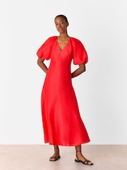 Whistles Red Silk Blend Taffeta Maxi Dress - Image 1 of 5