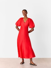Whistles Red Silk Blend Taffeta Maxi Dress - Image 2 of 5