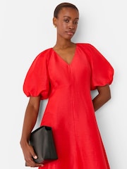 Whistles Red Silk Blend Taffeta Maxi Dress - Image 3 of 5