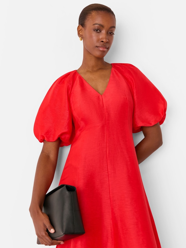 strapless open back dress Chic Pink Red Plus Size Satin Midi Wrap Dress for Women main image 1