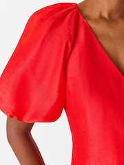 Whistles Red Silk Blend Taffeta Maxi Dress - Image 5 of 5