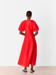Whistles Red Silk Blend Taffeta Maxi Dress - Image 6 of 6