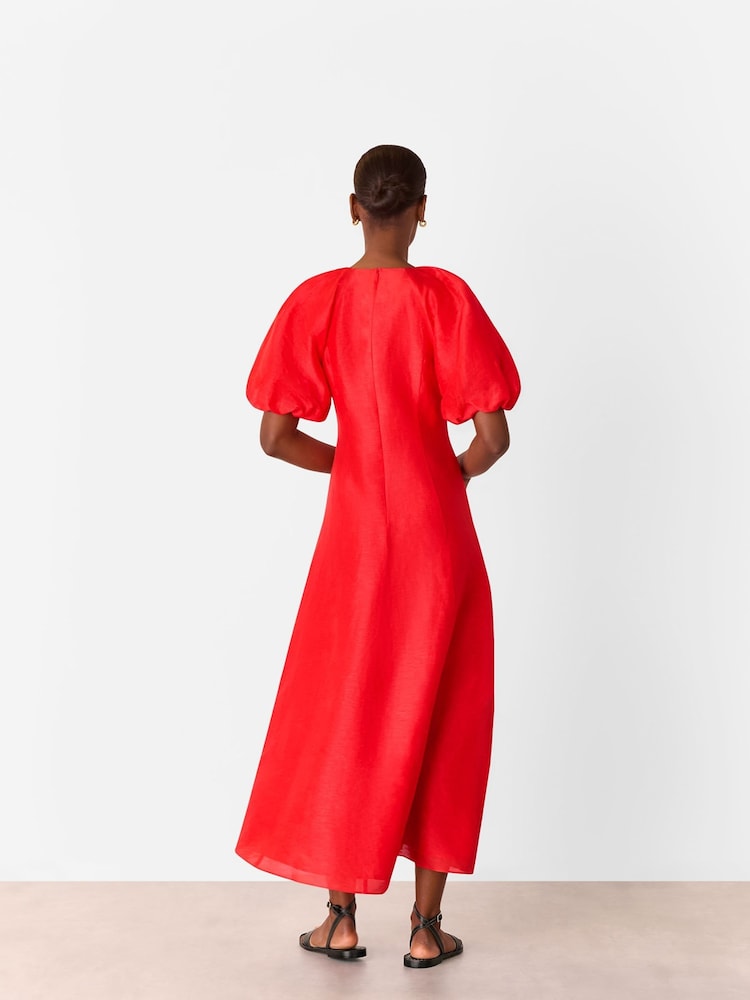 Whistles Red Silk Blend Taffeta Maxi Dress - Image 6 of 6