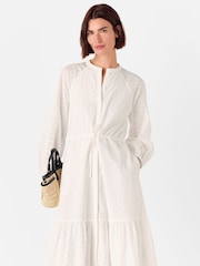 Белый - Whistles Broderie 100% Cotton Midi Dress - Изображение 3 из 5