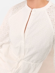 Белый - Whistles Broderie 100% Cotton Midi Dress - Изображение 5 из 5