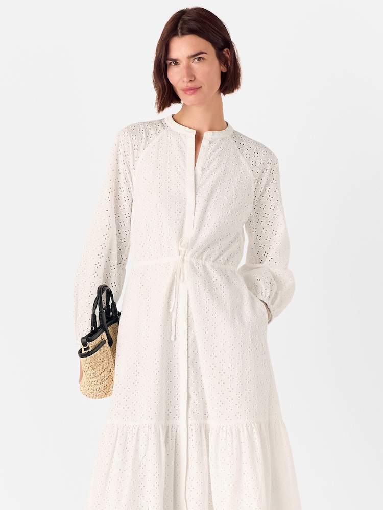 Buy Whistles White Broderie 100% Cotton Midi Dress from the Next UK online  shop