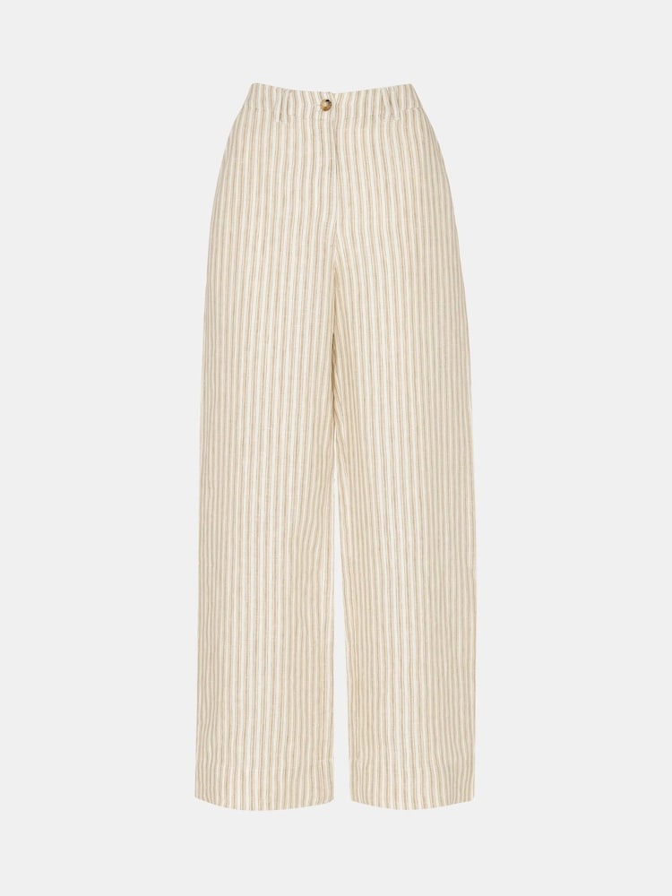 Whistles Nude Stripe 100% Linen Trousers - Image 5 of 5