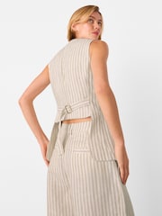 Whistles Nude Linen Stripe Waistcoat - Image 2 of 5