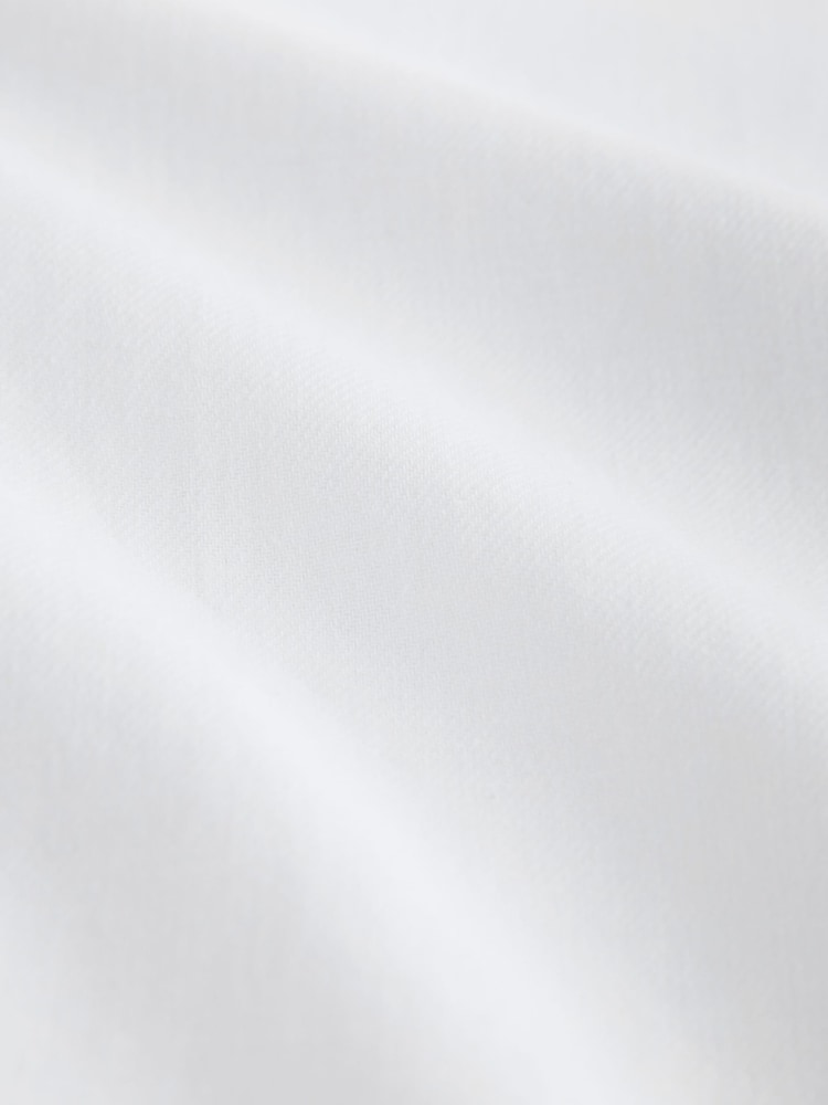 White Grandad Collar Cotton Linen Blend Long Sleeve Shirt - Image 7 of 7