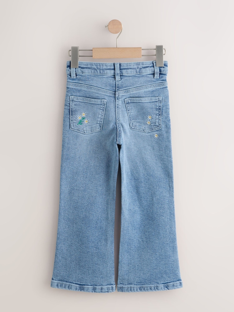 Mid Wash Floral Embroidered Flare Jeans (3-16yrs) - Image 2 of 4