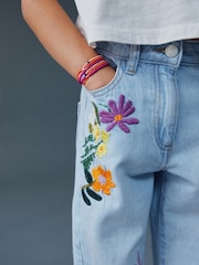 ខៀវស្រាល - Floral Embroidered Jeans (3-16yrs) - រូបភាព 5 នៃ 5