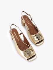 Kurt Geiger London Gold Chelsea Block Sling Shoes - Image 2 of 4