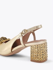 Kurt Geiger London Gold Chelsea Block Sling Shoes - Image 3 of 4