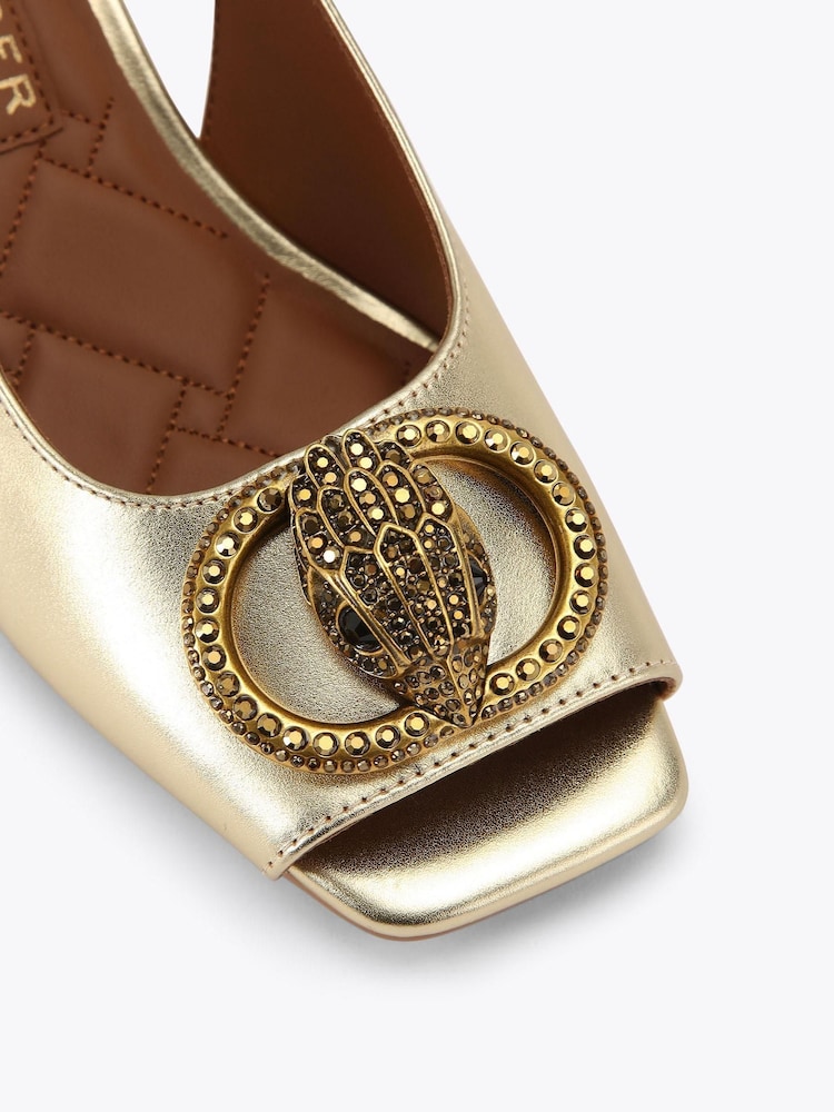 Kurt Geiger London Gold Chelsea Block Sling Shoes - Image 4 of 4