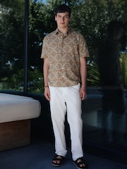 Gul - Kortermet Tile Print skjorte - Bilde 2 av 8