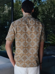 Gul - Kortermet Tile Print skjorte - Bilde 4 av 8