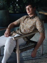 Gul - Kortermet Tile Print skjorte - Bilde 5 av 8