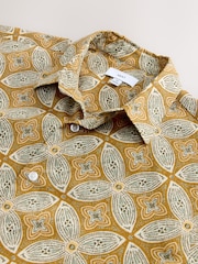 Gul - Kortermet Tile Print skjorte - Bilde 8 av 8
