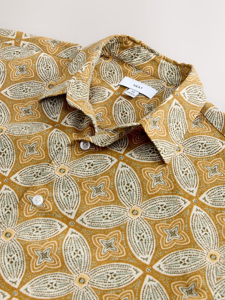 Gul - Kortermet Tile Print skjorte - Bilde 8 av 8