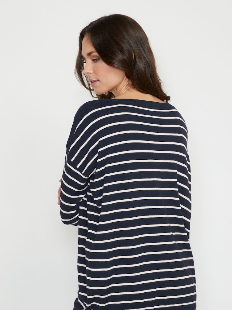 Kaffe Blue Kamala Stripe Long Sleeve Jumper - Image 2 of 6 Kaffe Blue Kamala Stripe Long Sleeve Jumper - Image 2 of 6