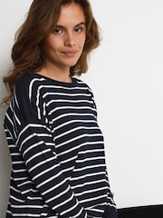 Kaffe Blue Kamala Stripe Long Sleeve Jumper - Image 4 of 6