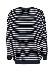 Kaffe Blue Kamala Stripe Long Sleeve Jumper - Image 6 of 6