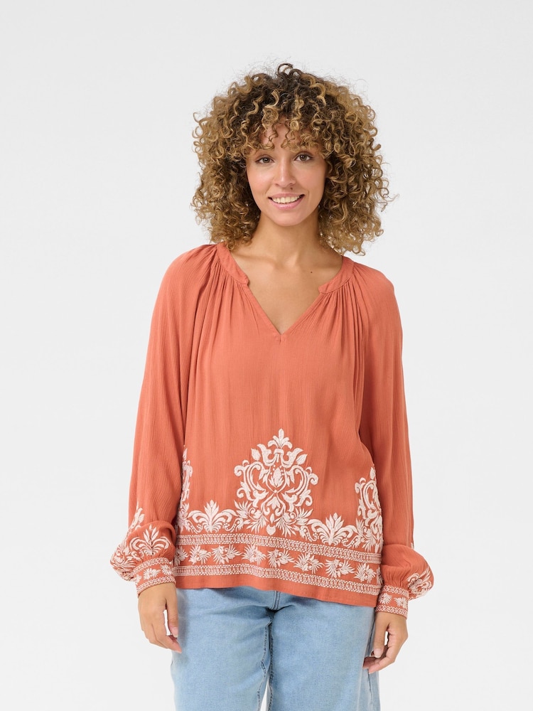 Cream Orange CRZoe V-Neck Blouse - Image 1 of 5 Cream Orange CRZoe V-Neck Blouse - Image 1 of 5
