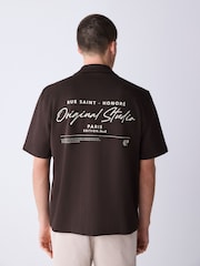Brown Printed Jersey Short Sleeve Shirt - Image 1 of 5