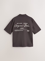 Brown Printed Jersey Short Sleeve Shirt - Image 7 of 9