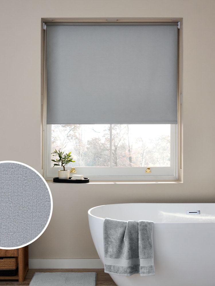 Grey Dove Ready Made Printed Texture Moisture Resistant Roller Blinds - Image 1 of 7
