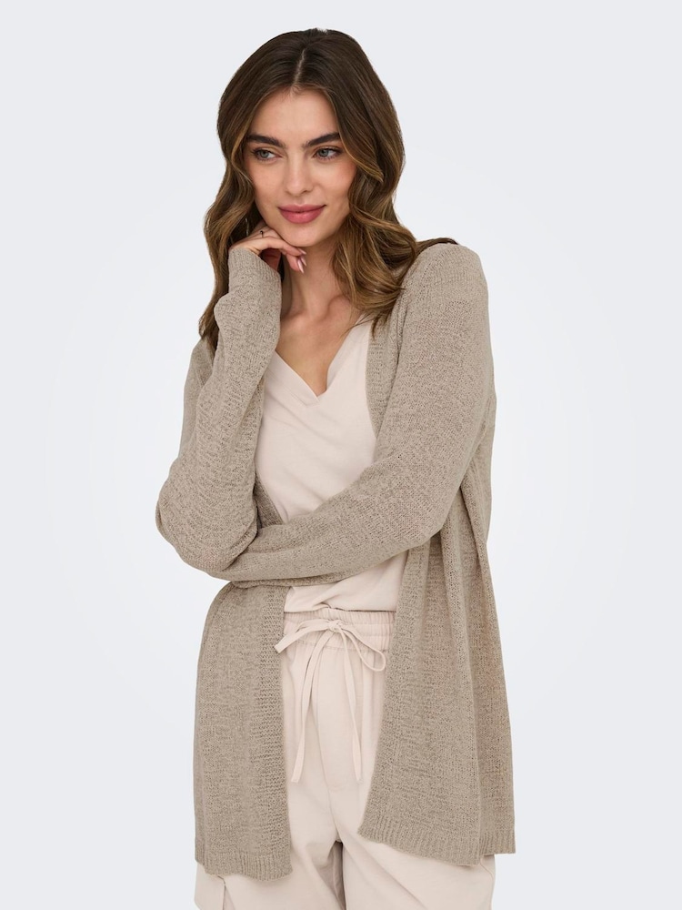 ONLY Natural Long Sleeve Open Knit Cardigan - Image 1 of 3