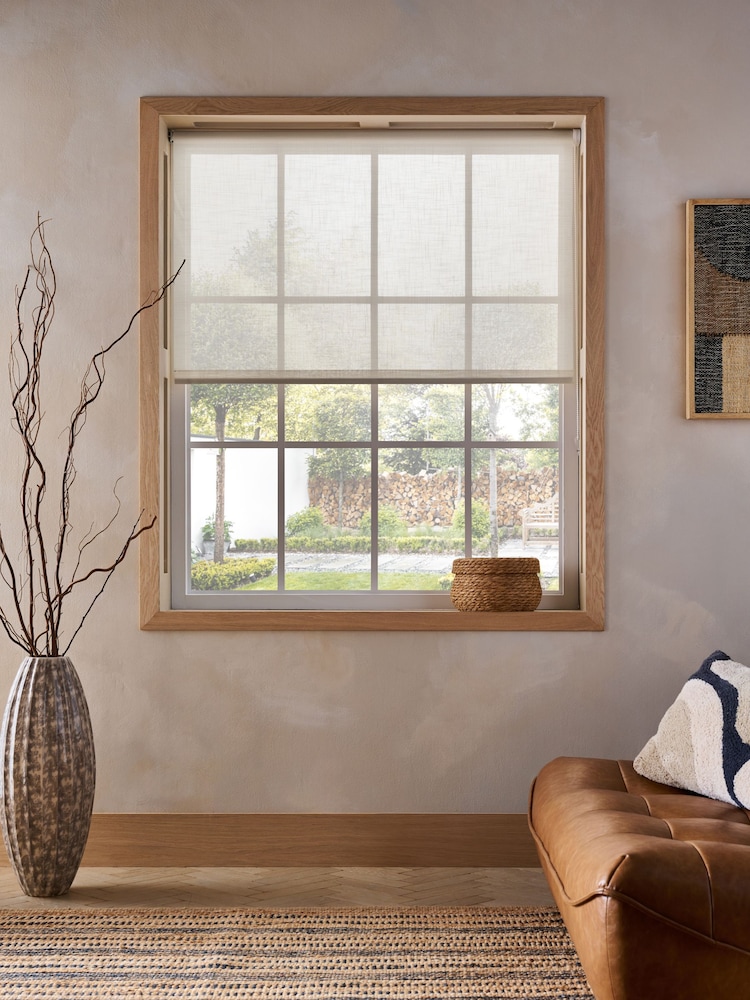 Natural Ready Made Sheer Textured Roller Blinds - Image 1 of 5