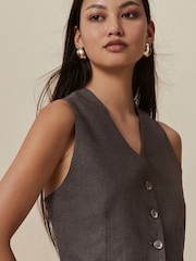 Chocolate Brown Waistcoat with Linen - Image 5 of 8