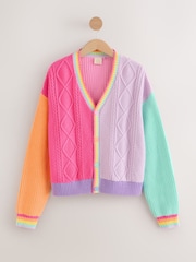 Little Bird by Jools Oliver Pastel Colourblock V-Neck Knitted Button Through Cardigan - Image 1 of 1